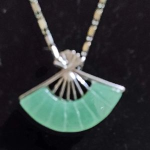 Asian Fan Necklace Sterling Silver 18k GP.
